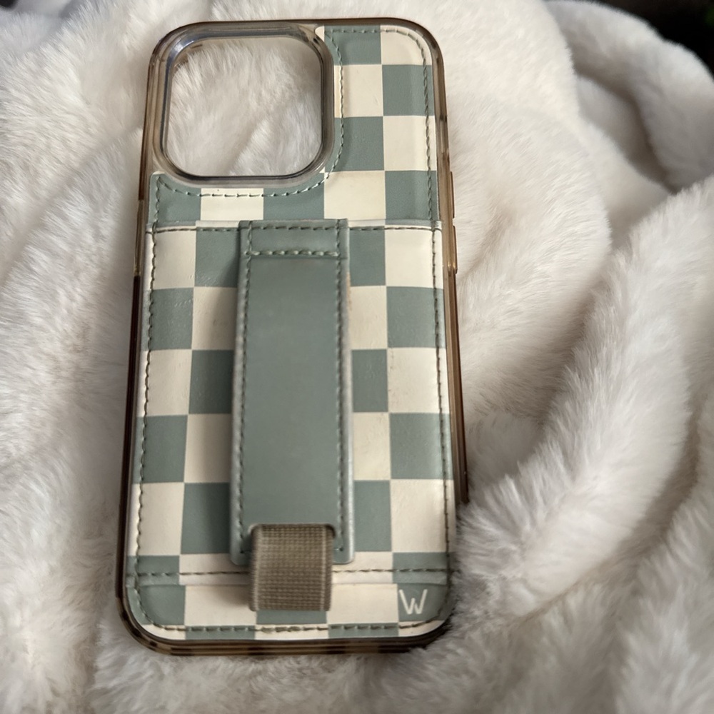 Walli case Checkered Phone Case - Green and Cream